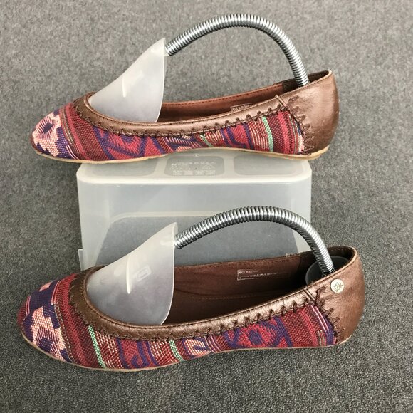 The Sak Frannie Ballet Flats Womens Sz 8 Boho Aztec Navajo Woven Leather Canvas - Picture 2 of 10